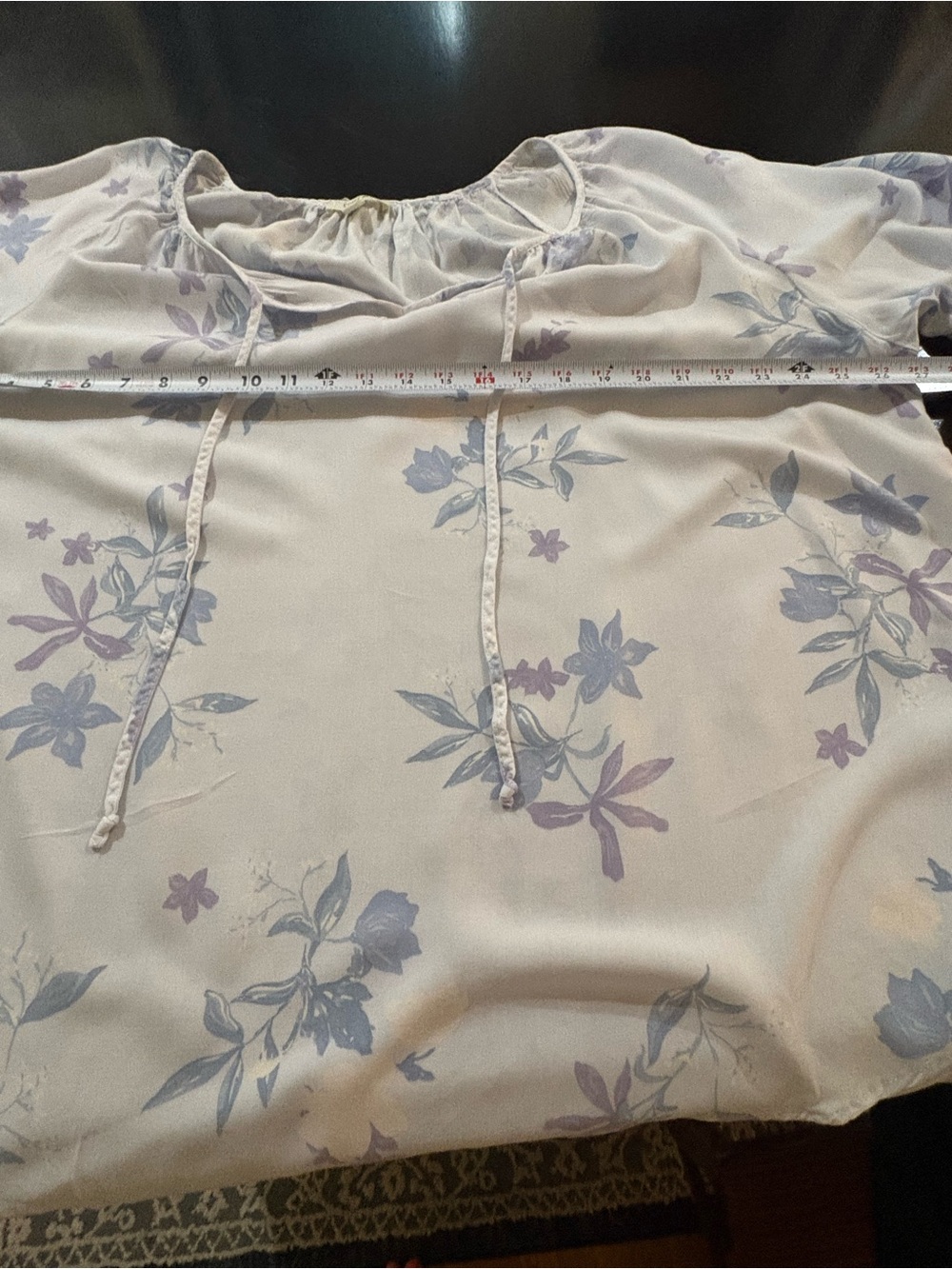 ❤️Gorgeous Como Blu Pale Blue Floral Tie-Neck Tunic - Picture 9 of 11